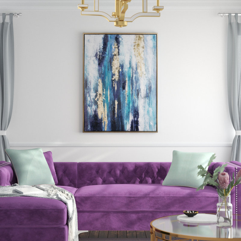 Mercer41 'Dinorah' Print on Framed Wrapped Canvas in Teal Blue